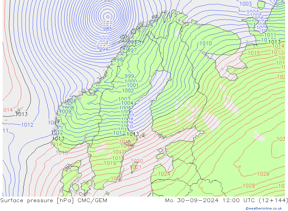 ciśnienie CMC/GEM pon. 30.09.2024 12 UTC