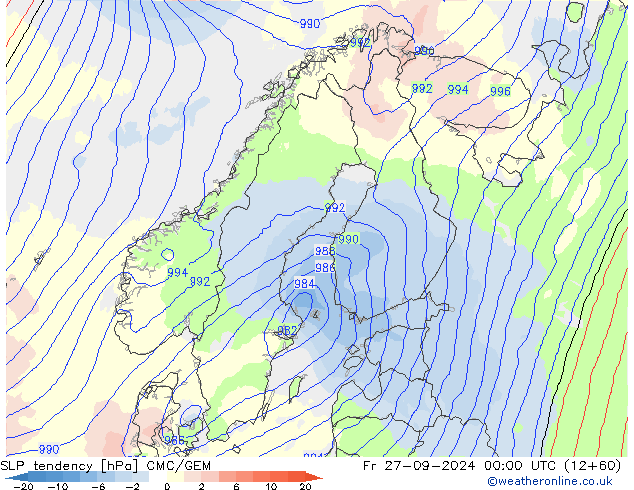 SLP tendency CMC/GEM Sex 27.09.2024 00 UTC