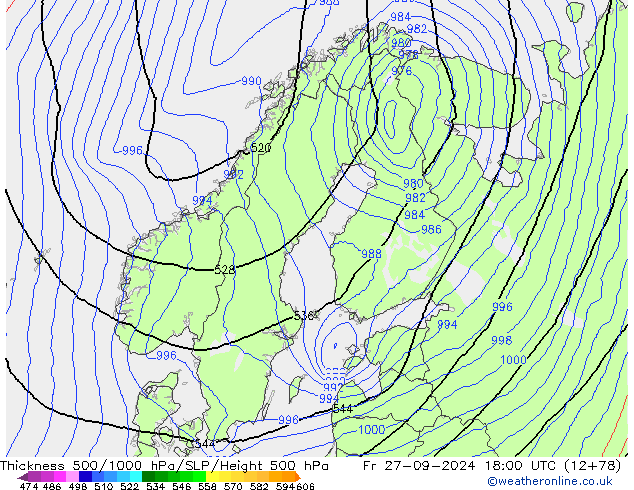 Theta-e 850hPa CMC/GEM Fr 27.09.2024 18 UTC