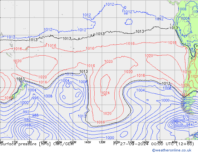 pression de l'air CMC/GEM ven 27.09.2024 00 UTC