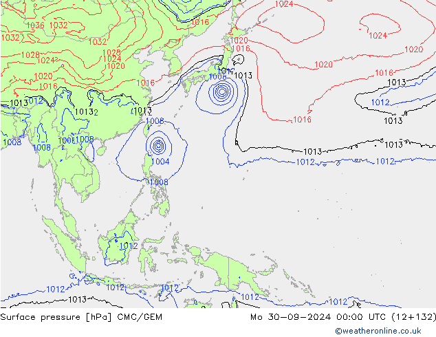 Surface pressure CMC/GEM Mo 30.09.2024 00 UTC