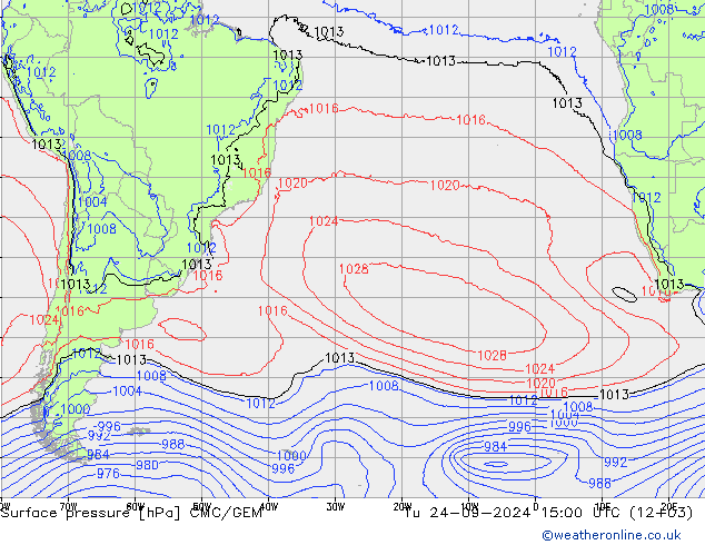 Surface pressure CMC/GEM Tu 24.09.2024 15 UTC