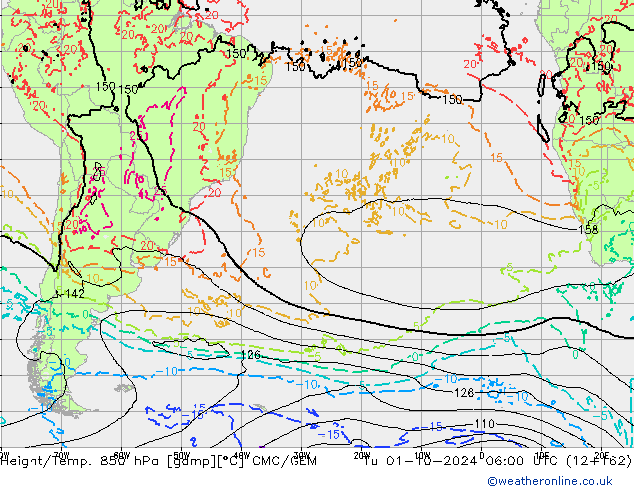 Height/Temp. 850 hPa CMC/GEM Di 01.10.2024 06 UTC