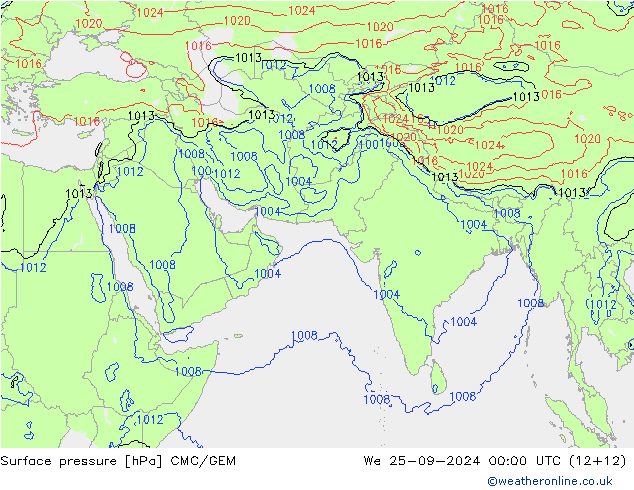 Yer basıncı CMC/GEM Çar 25.09.2024 00 UTC