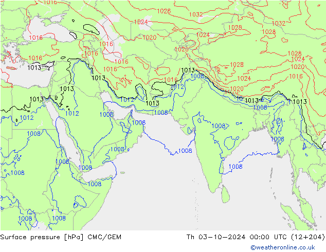 Surface pressure CMC/GEM Th 03.10.2024 00 UTC