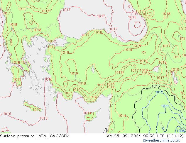 Surface pressure CMC/GEM We 25.09.2024 00 UTC