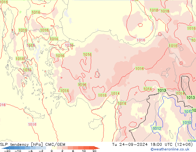 SLP tendency CMC/GEM Tu 24.09.2024 18 UTC