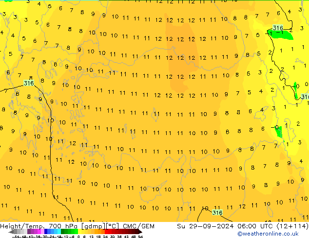 Height/Temp. 700 hPa CMC/GEM Su 29.09.2024 06 UTC