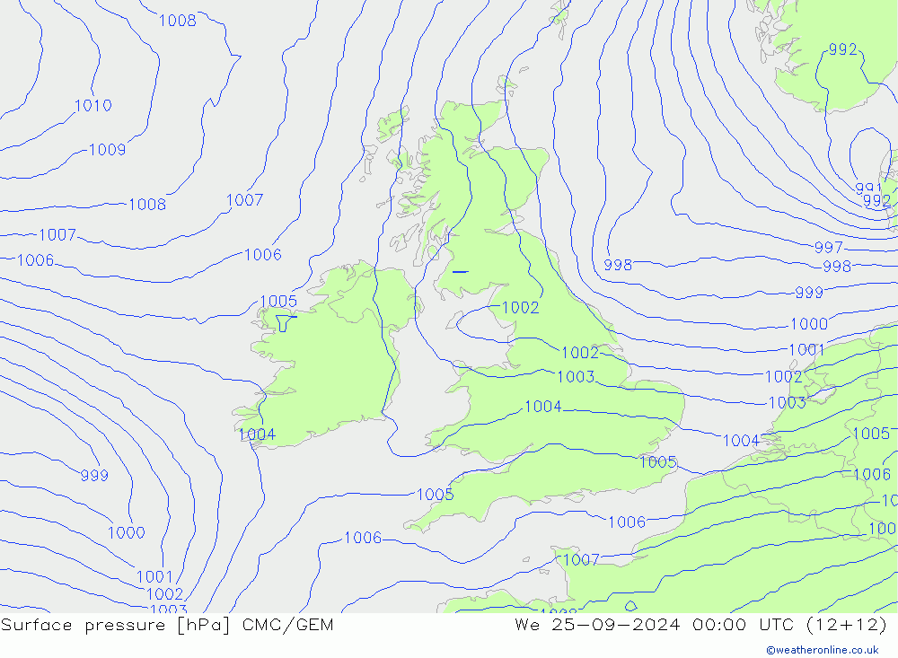 Surface pressure CMC/GEM We 25.09.2024 00 UTC