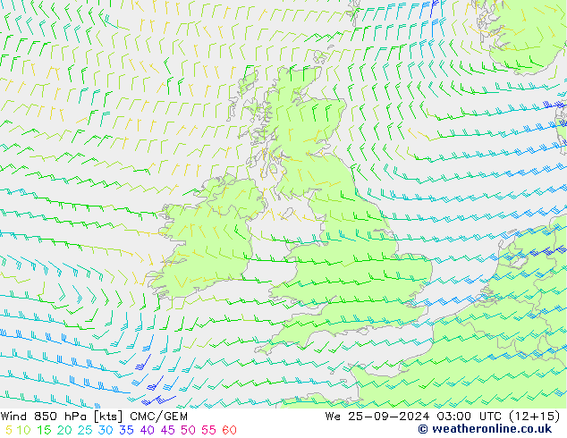 Wind 850 hPa CMC/GEM Mi 25.09.2024 03 UTC