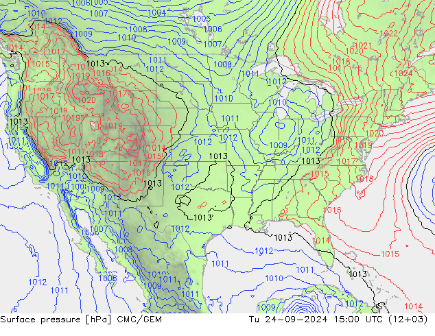 Surface pressure CMC/GEM Tu 24.09.2024 15 UTC