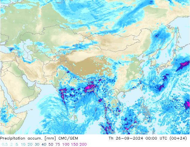 Precipitation accum. CMC/GEM Qui 26.09.2024 00 UTC