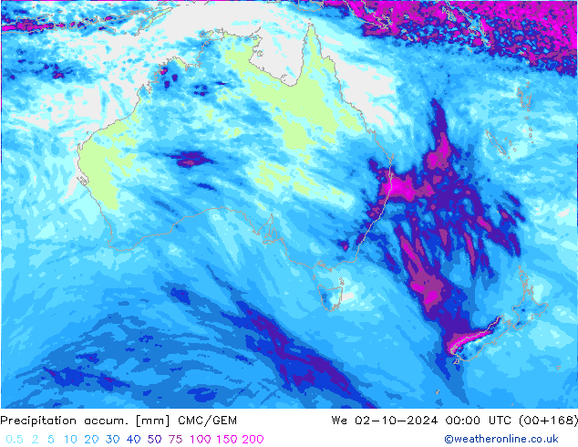 Precipitation accum. CMC/GEM Qua 02.10.2024 00 UTC