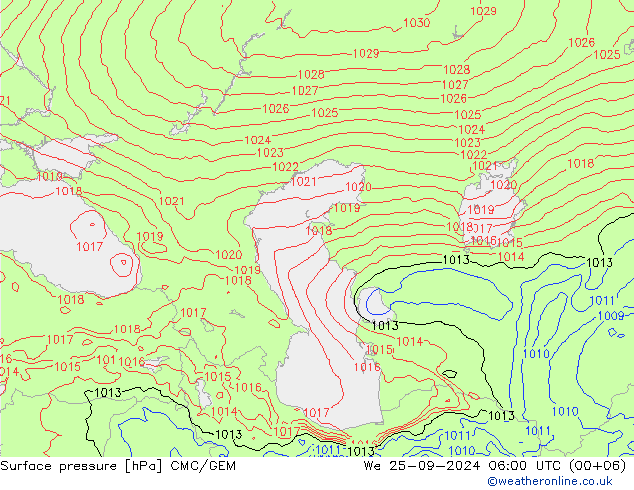 Surface pressure CMC/GEM We 25.09.2024 06 UTC