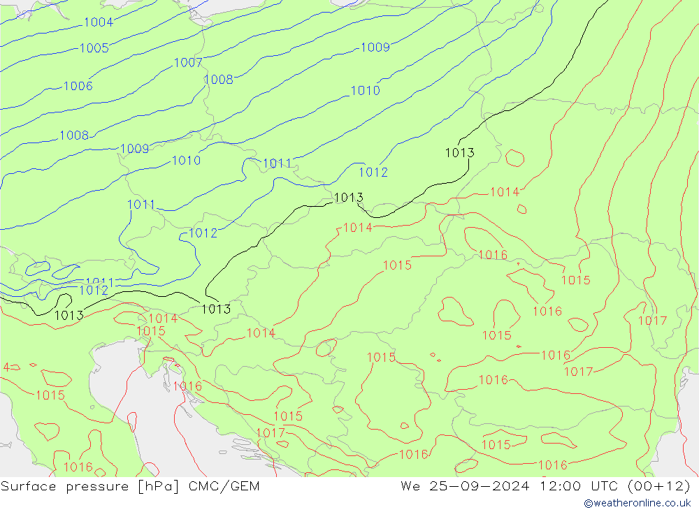 Luchtdruk (Grond) CMC/GEM wo 25.09.2024 12 UTC