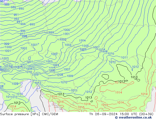 Surface pressure CMC/GEM Th 26.09.2024 15 UTC