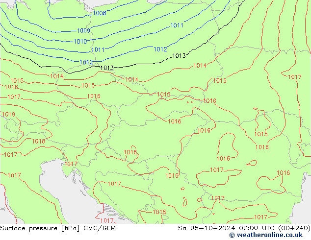 Atmosférický tlak CMC/GEM So 05.10.2024 00 UTC