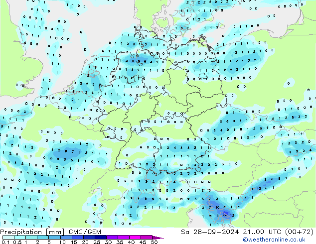 Précipitation CMC/GEM sam 28.09.2024 00 UTC