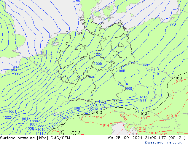 Surface pressure CMC/GEM We 25.09.2024 21 UTC