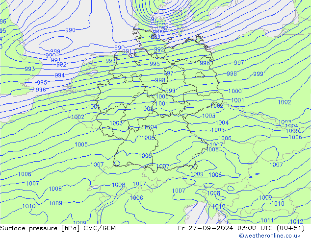 Pressione al suolo CMC/GEM ven 27.09.2024 03 UTC