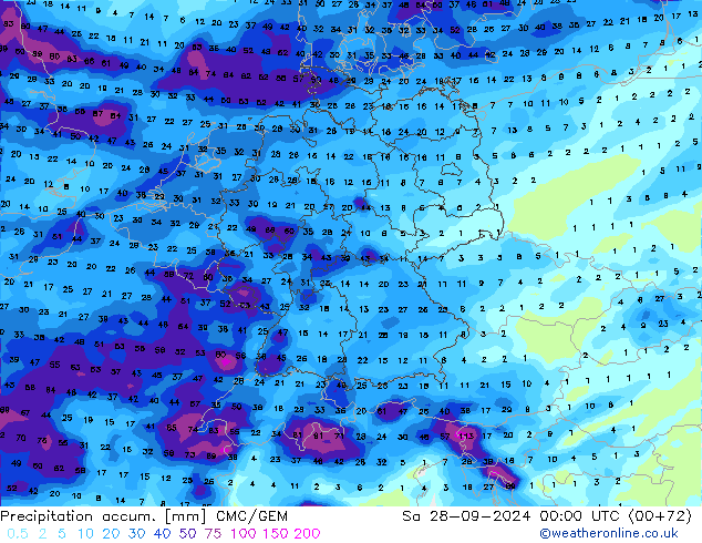 Precipitation accum. CMC/GEM so. 28.09.2024 00 UTC