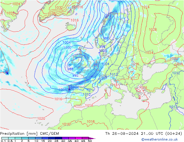 Precipitation CMC/GEM Th 26.09.2024 00 UTC