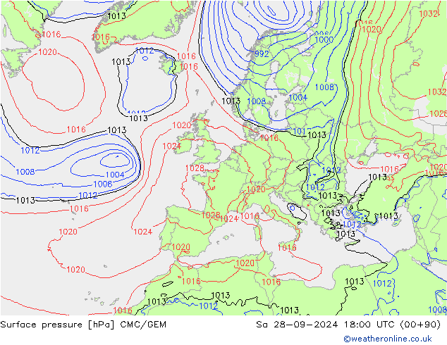 pression de l'air CMC/GEM sam 28.09.2024 18 UTC