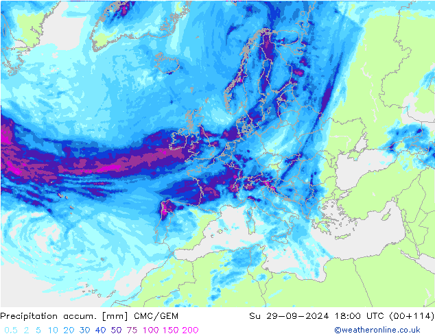 Precipitation accum. CMC/GEM nie. 29.09.2024 18 UTC