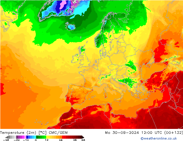 Temperatura (2m) CMC/GEM lun 30.09.2024 12 UTC