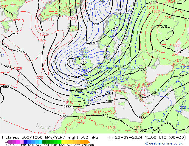 Theta-e 850гПа CMC/GEM чт 26.09.2024 12 UTC