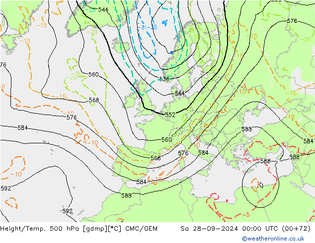 Height/Temp. 500 hPa CMC/GEM Sáb 28.09.2024 00 UTC