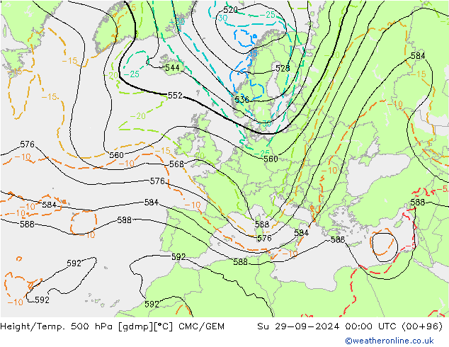 Height/Temp. 500 hPa CMC/GEM Su 29.09.2024 00 UTC