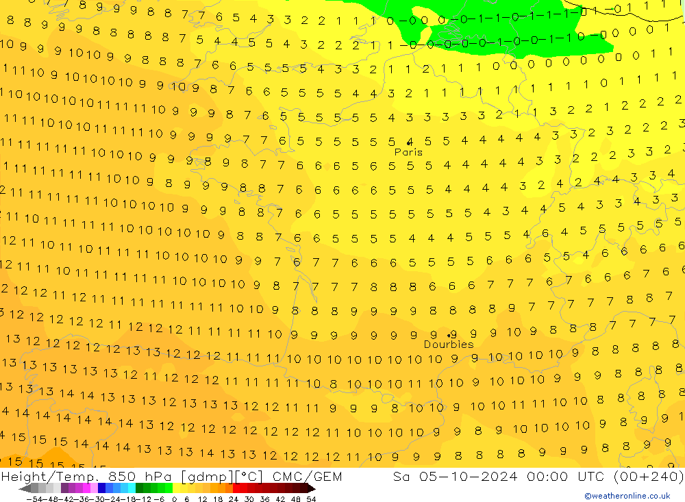 Height/Temp. 850 hPa CMC/GEM So 05.10.2024 00 UTC