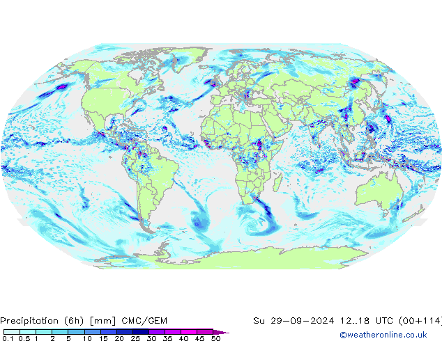 осадки (6h) CMC/GEM Вс 29.09.2024 18 UTC