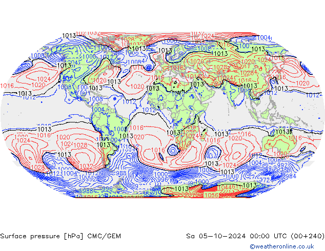 Atmosférický tlak CMC/GEM So 05.10.2024 00 UTC