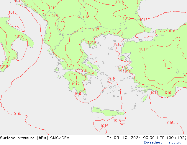 Atmosférický tlak CMC/GEM Čt 03.10.2024 00 UTC