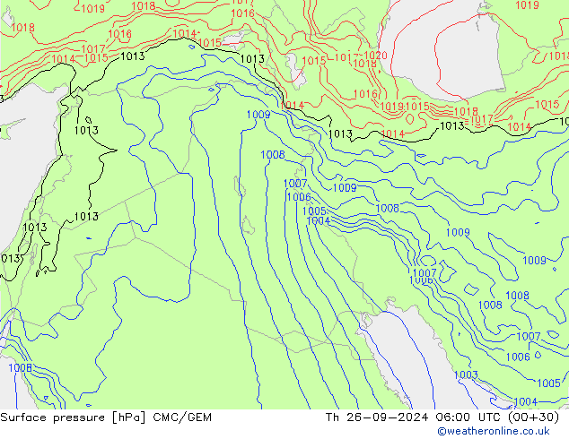 Surface pressure CMC/GEM Th 26.09.2024 06 UTC