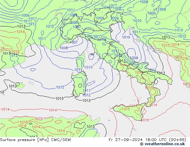 pression de l'air CMC/GEM ven 27.09.2024 18 UTC