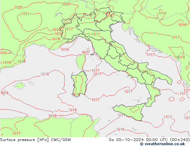 Surface pressure CMC/GEM Sa 05.10.2024 00 UTC