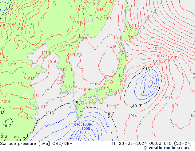 Luchtdruk (Grond) CMC/GEM do 26.09.2024 00 UTC