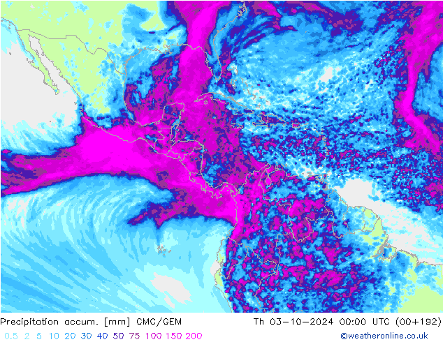 Precipitation accum. CMC/GEM Th 03.10.2024 00 UTC