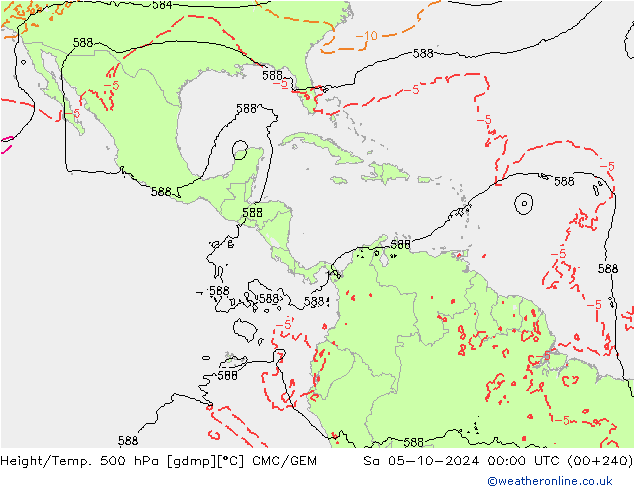 Yükseklik/Sıc. 500 hPa CMC/GEM Cts 05.10.2024 00 UTC