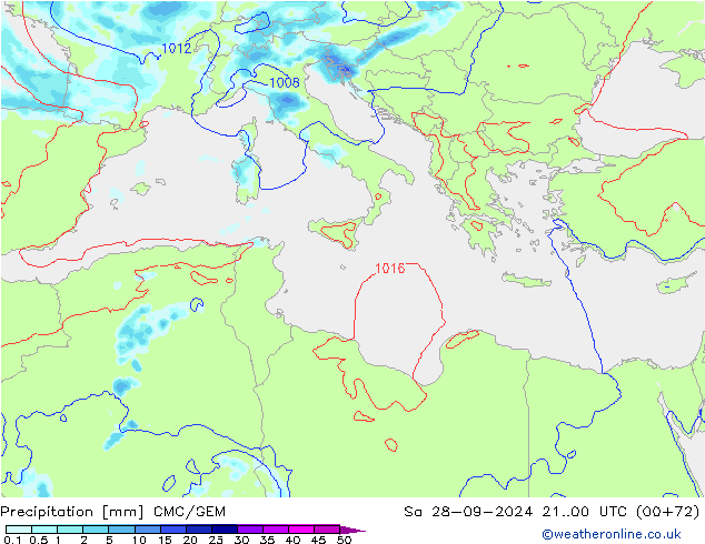 Srážky CMC/GEM So 28.09.2024 00 UTC