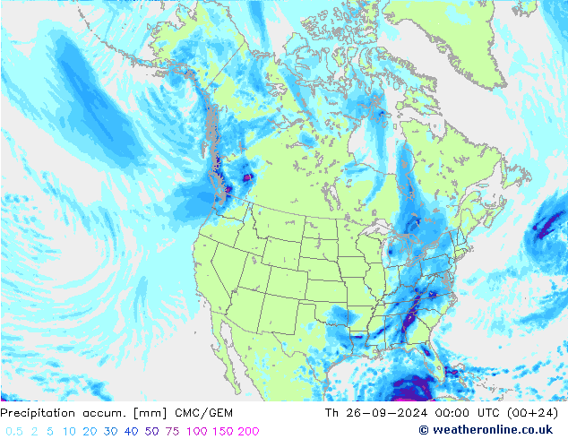 Precipitation accum. CMC/GEM чт 26.09.2024 00 UTC