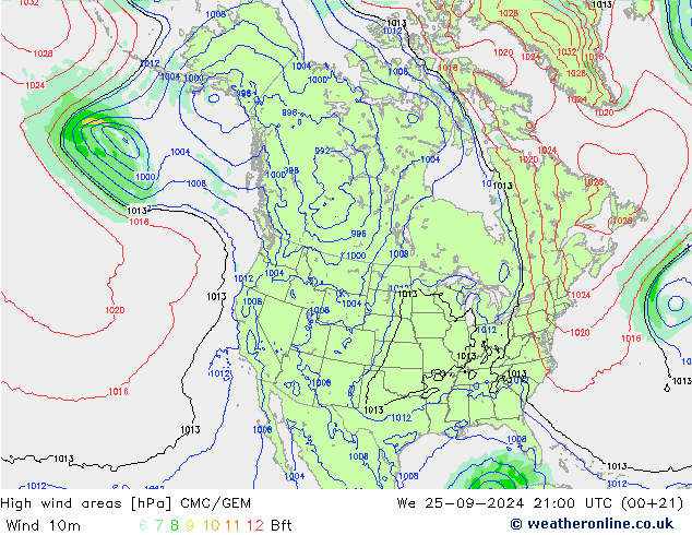 High wind areas CMC/GEM mer 25.09.2024 21 UTC