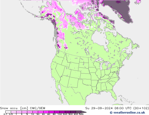 Snow accu. CMC/GEM dom 29.09.2024 06 UTC