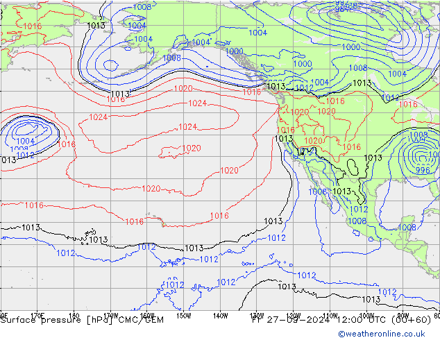 Surface pressure CMC/GEM Fr 27.09.2024 12 UTC