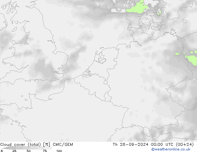 nuvens (total) CMC/GEM Qui 26.09.2024 00 UTC