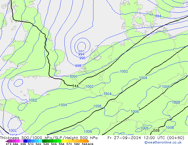 Theta-e 850hPa CMC/GEM Sex 27.09.2024 12 UTC