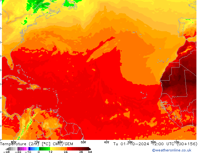 Temperatura (2m) CMC/GEM mar 01.10.2024 12 UTC